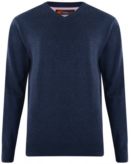 Kam Jeans V-neck Knitted Sweater Navy - Sweatshirts & hoodies - Sweatshirts/Hoodies grande taille homme