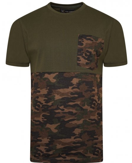 Kam Jeans 5700 Camo Panelled T-Shirt Khaki - T-shirts - T-shirts Homme Grande Taille