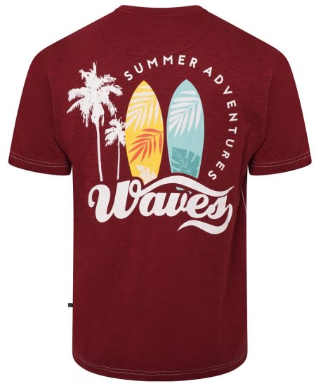 Kam Jeans 5709 Summer Adventure Print Tee Burgundy - T-shirts - T-shirts Homme Grande Taille