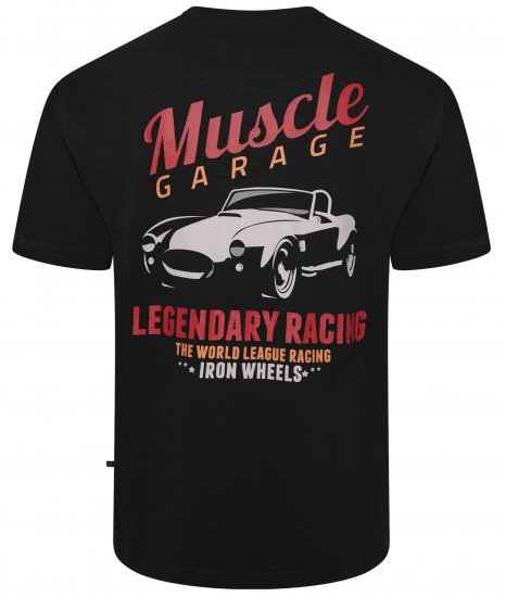 Kam Jeans 5710 Legendary Racing Slub Tee With Back Print Black - T-shirts - T-shirts Homme Grande Taille