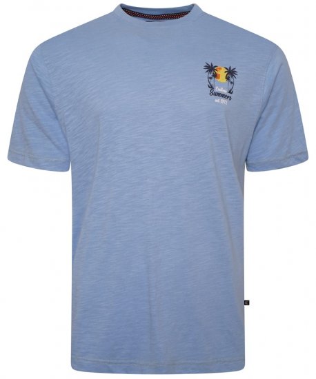 Kam Jeans 5711 Endless Summers Slub Tee With Back Print Blue - T-shirts - T-shirts Homme Grande Taille