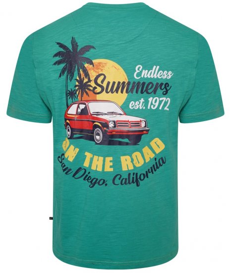 Kam Jeans 5711 Endless Summers Slub Tee With Back Print Emerald - T-shirts - T-shirts Homme Grande Taille