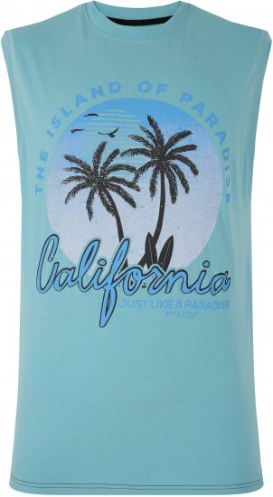 Kam Jeans 5727 California Paradise Sleeveless T-Shirt Light Blue - T-shirts - T-shirts Homme Grande Taille