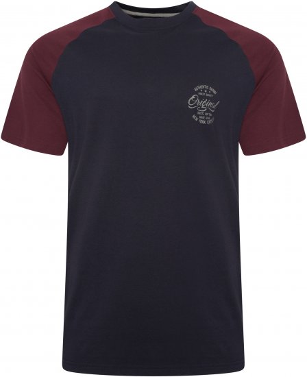 Kam Jeans 5747 Raglan T-Shirt with Print Navy - T-shirts - T-shirts Homme Grande Taille