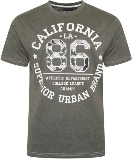Kam Jeans 5748 California Camo 86 Print T-Shirt Khaki Marl - T-shirts - T-shirts Homme Grande Taille