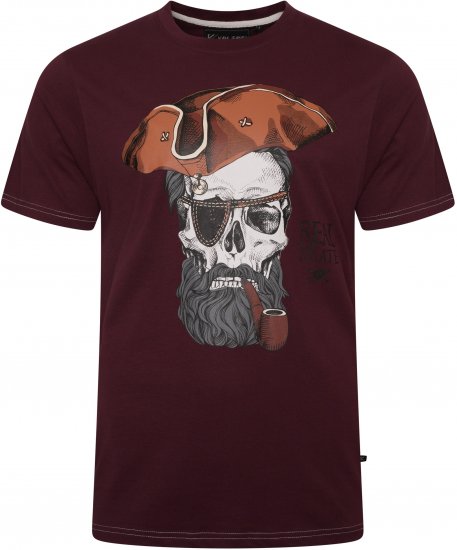 Kam Jeans 5752 Real Pirates Print T-Shirt Dark Red - T-shirts - T-shirts Homme Grande Taille