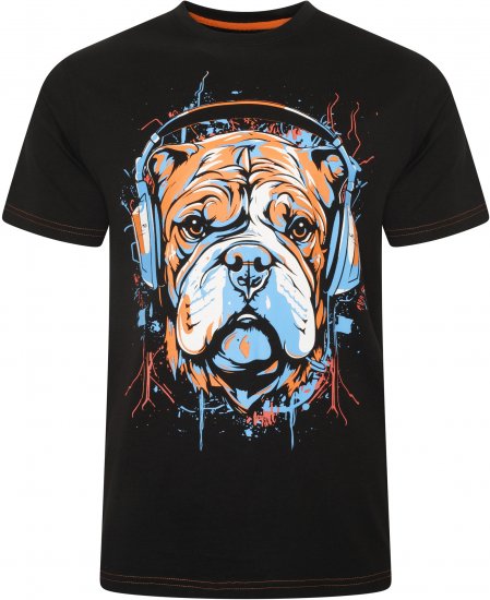 Kam Jeans 5754 Dog Headphones Print T-Shirt Black - T-shirts - T-shirts Homme Grande Taille