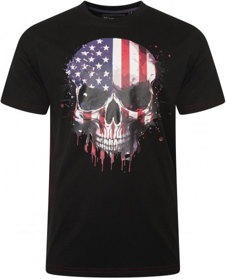 Kam Jeans 5756 USA Ghost Skull Print T-Shirt Black - T-shirts - T-shirts Homme Grande Taille