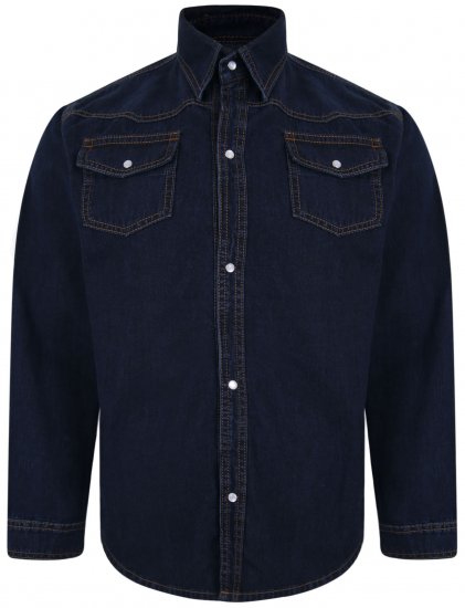 Kam Jeans 602 Denim Shirt Indigo - Chemises - Chemises Grandes Tailles Hommes