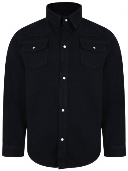 Kam Jeans 602 Denim shirt Black - Chemises - Chemises Grandes Tailles Hommes