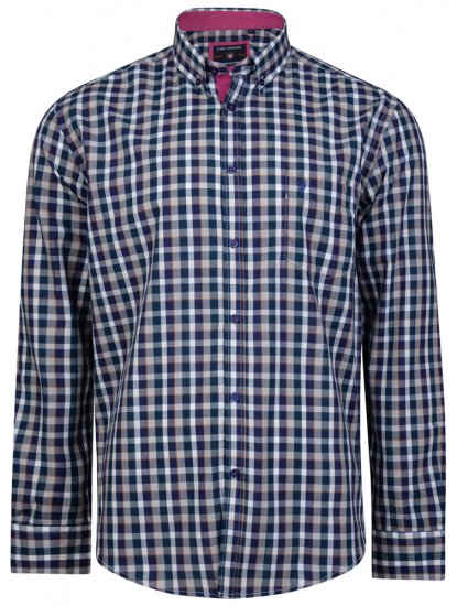Kam Jeans 6156 Long Sleeve Check Shirt Navy - Chemises - Chemises Grandes Tailles Hommes