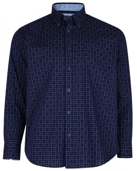 Kam Jeans 6158 Long Sleeve Dobby Embroidery Shirt Navy - Chemises - Chemises Grandes Tailles Hommes