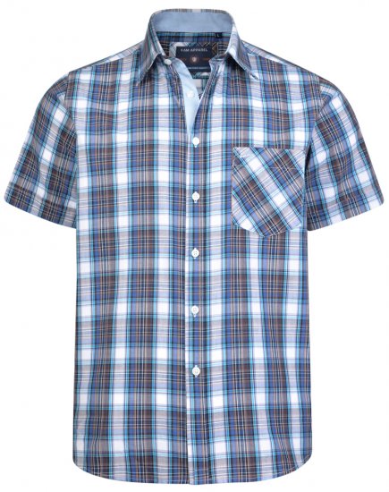 Kam Jeans 6163 Short Sleeve Shirt Blue - Chemises - Chemises Grandes Tailles Hommes