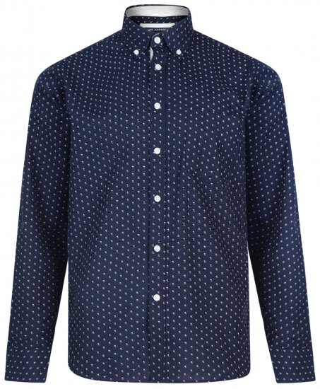 Kam Jeans 6176 Long Sleeve Shirt Navy - Chemises - Chemises Grandes Tailles Hommes
