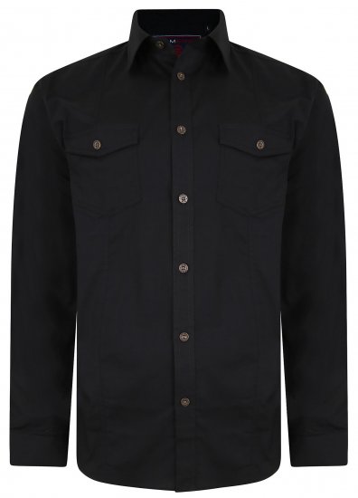 Kam Jeans Retro Long Sleeve Stretch Shirt Black - Chemises - Chemises Grandes Tailles Hommes