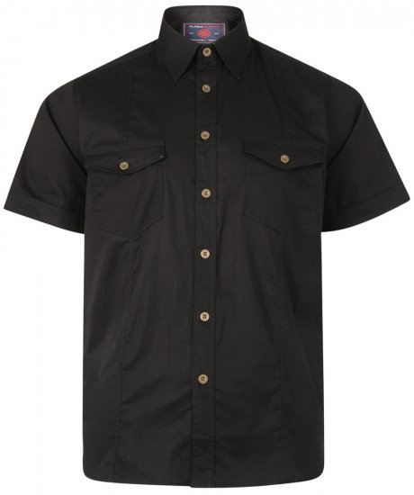 Kam Jeans 6180 Short Sleeve Shirt Black - DUPLICATE - Chemises - Chemises Grandes Tailles Hommes