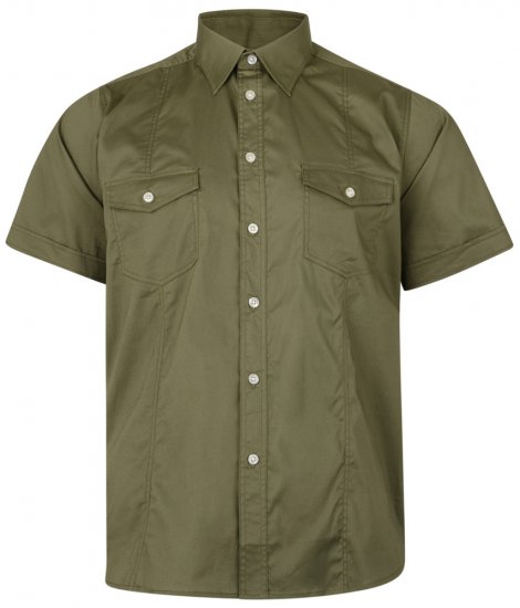 Kam Jeans Retro Short Sleeve Stretch Shirt Khaki - Chemises - Chemises Grandes Tailles Hommes