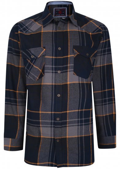 Kam Jeans 6193 Long Sleeve Flannel Shirt Navy - Chemises - Chemises Grandes Tailles Hommes