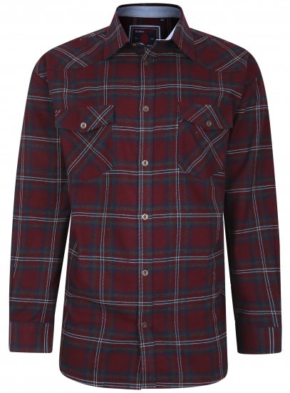 Kam Jeans 6194 Long Sleeve Flannel Shirt Burgundy - Chemises - Chemises Grandes Tailles Hommes