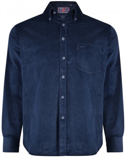 Kam Jeans 6195 Long Sleeve Corduroy Shirt Navy - Chemises - Chemises Grandes Tailles Hommes