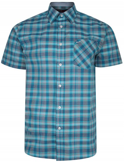 Kam Jeans 6201 Summer Casual Check Shirt Aqua - Chemises - Chemises Grandes Tailles Hommes