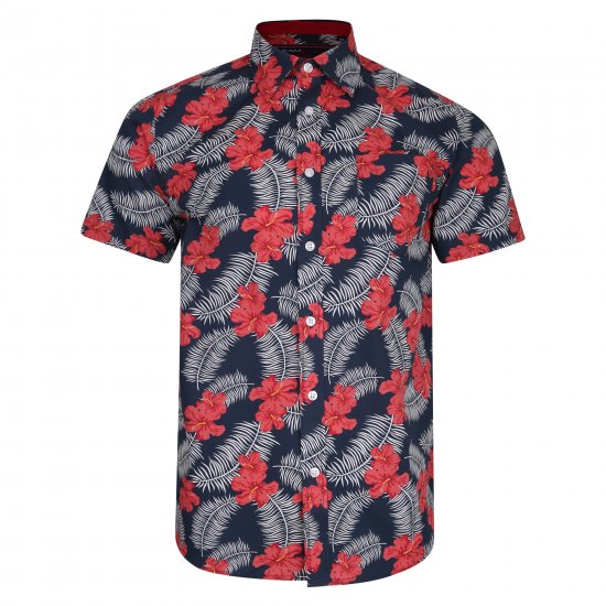 Kam Jeans 6207 Floral Print Shirt Navy - Chemises - Chemises Grandes Tailles Hommes