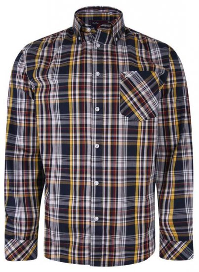 Kam Jeans 6208 LS Casual Check Shirt Navy - Chemises - Chemises Grandes Tailles Hommes