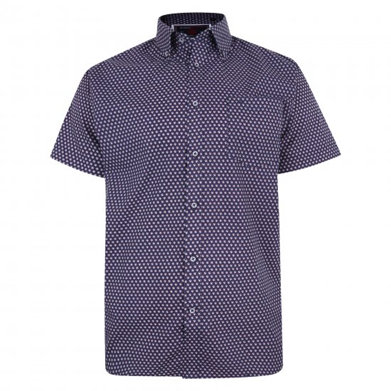 Kam Jeans 6211 SS Dobby Print Shirt Navy - Chemises - Chemises Grandes Tailles Hommes