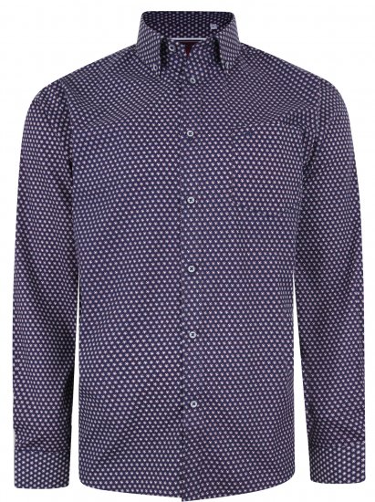Kam Jeans 6211 LS Dobby Stitch Shirt Navy - Chemises - Chemises Grandes Tailles Hommes