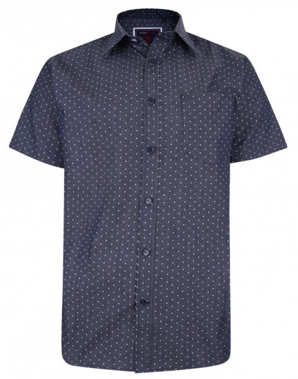Kam Jeans 6212 SS Star Print Chambray Shirt Indigo - Chemises - Chemises Grandes Tailles Hommes