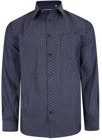 Kam Jeans KBS 6212 Star Print Chambray Shirt Indigo - Chemises - Chemises Grandes Tailles Hommes