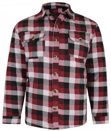 Kam Jeans 6213 Sherpa Lined Flannel Shirt Burgundy - Chemises - Chemises Grandes Tailles Hommes
