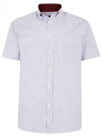 Kam Jeans 6218 SS Casual Stripe Shirt Burgundy - Chemises - Chemises Grandes Tailles Hommes