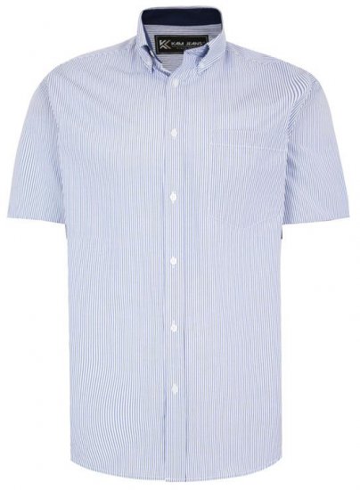 Kam Jeans 6218 SS Casual Stripe Shirt Navy - Chemises - Chemises Grandes Tailles Hommes