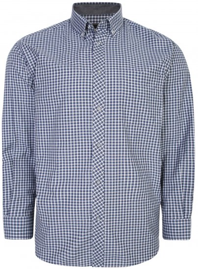 Kam Jeans 6219 LS Mini Gingham Check Shirt Charcoal - Chemises - Chemises Grandes Tailles Hommes