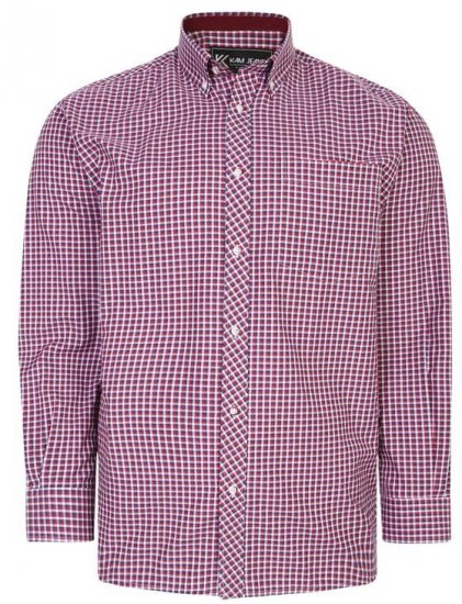 Kam Jeans 6219 LS Mini Gingham Check Shirt Red - Chemises - Chemises Grandes Tailles Hommes