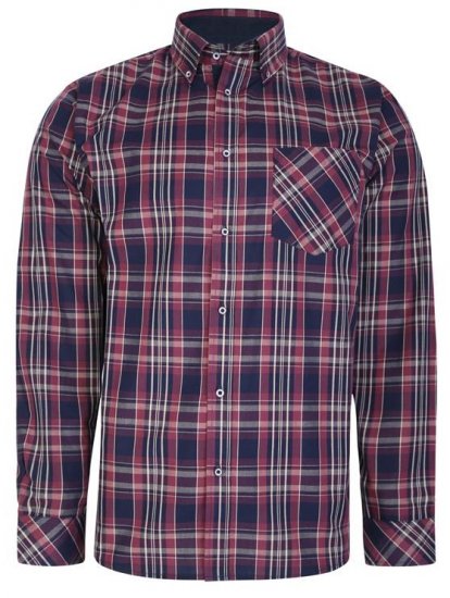 Kam Jeans 6221 Casual Checked Shirt Plum - Chemises - Chemises Grandes Tailles Hommes