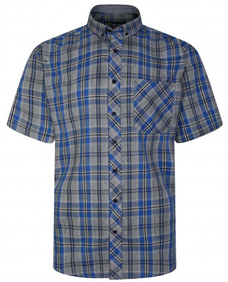 Kam Jeans 6241 SS Check Shirt Blue - Chemises - Chemises Grandes Tailles Hommes