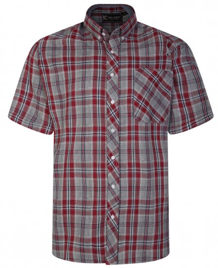 Kam Jeans 6241 SS Check Shirt Burgundy - Chemises - Chemises Grandes Tailles Hommes