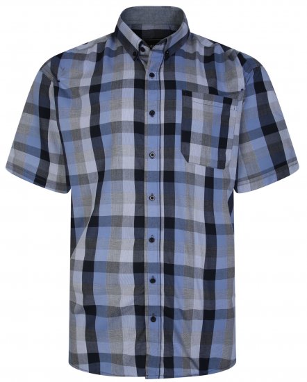 Kam Jeans 6242 Casual Checked Shirt Blue - Chemises - Chemises Grandes Tailles Hommes