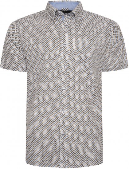 Kam Jeans 6281 All Over Geo Print Shirt White - Chemises - Chemises Grandes Tailles Hommes
