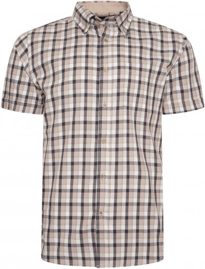Kam Jeans 6282 Casual SS Check Shirt Beige - Chemises - Chemises Grandes Tailles Hommes