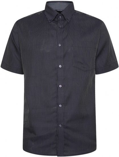 Kam Jeans 6300 Dobby Stripe Short Sleeve Shirt Dark Grey - Chemises - Chemises Grandes Tailles Hommes