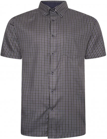 Kam Jeans 6302 Casual Gingham Check Shirt Charcoal - Chemises - Chemises Grandes Tailles Hommes