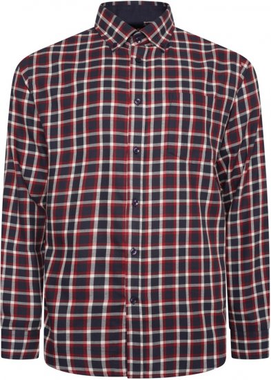 Kam Jeans 6303 Long Sleeve Casual Check Shirt Navy - Chemises - Chemises Grandes Tailles Hommes