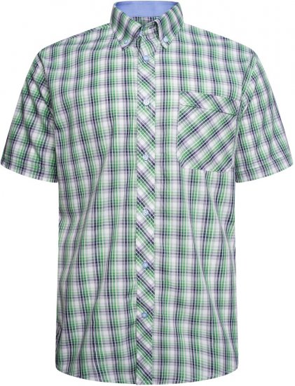 Kam Jeans 6311 Casual Check Short Sleeve Shirt Mint - Chemises - Chemises Grandes Tailles Hommes