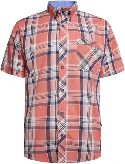 Kam Jeans 6312 Casual Check Short Sleeve Shirt Light Red - Chemises - Chemises Grandes Tailles Hommes