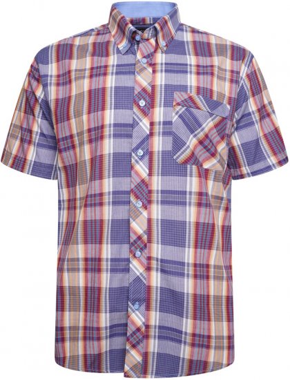 Kam Jeans 6314 Casual Check Short Sleeve Shirt Burgundy - Chemises - Chemises Grandes Tailles Hommes
