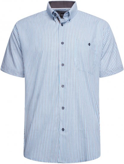 Kam Jeans 6321 Casual Stripe Short Sleeve Shirt Blue - Chemises - Chemises Grandes Tailles Hommes