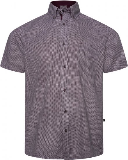 Kam Jeans 6332 AOP Dobby Print Shirt Burgundy - Chemises - Chemises Grandes Tailles Hommes